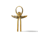 Gouden Isis Ankh symbool met vleugels, spirituele energie.