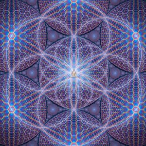Abstract mandala with vibrant geometric patterns symbolizing Kundalini awakening.