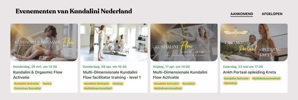 Evenementen van Kundalini Nederland, workshops en trainingen.